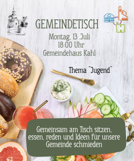 Gedeckter Tisch mit dem Text der Einladung